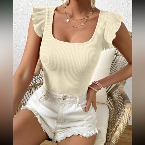 Baby pink Boho ruffle trim ribbed knit top - Picture 15 of 15